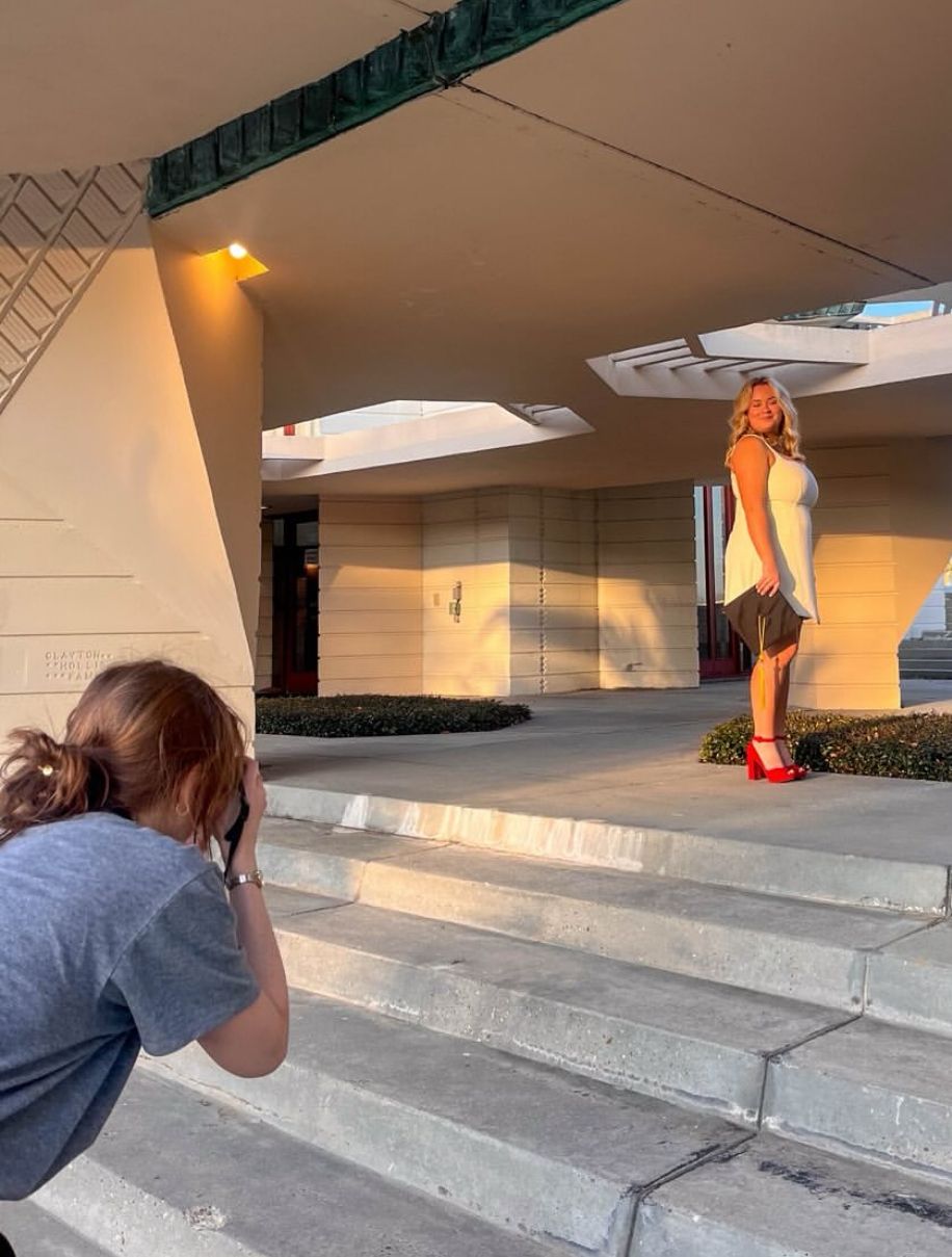Creative angles shot under concrete architecture and steps.