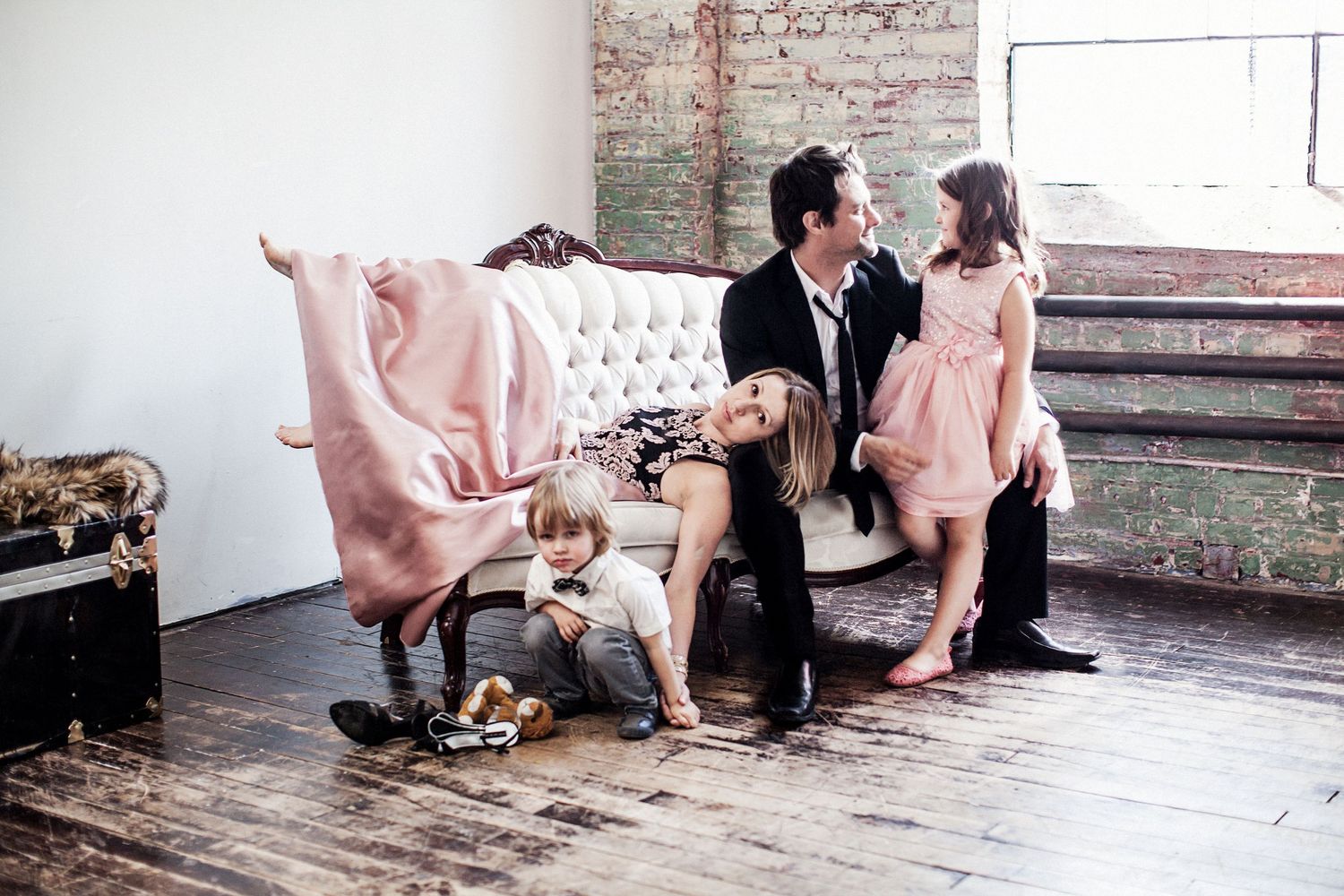 Studio photo of family.