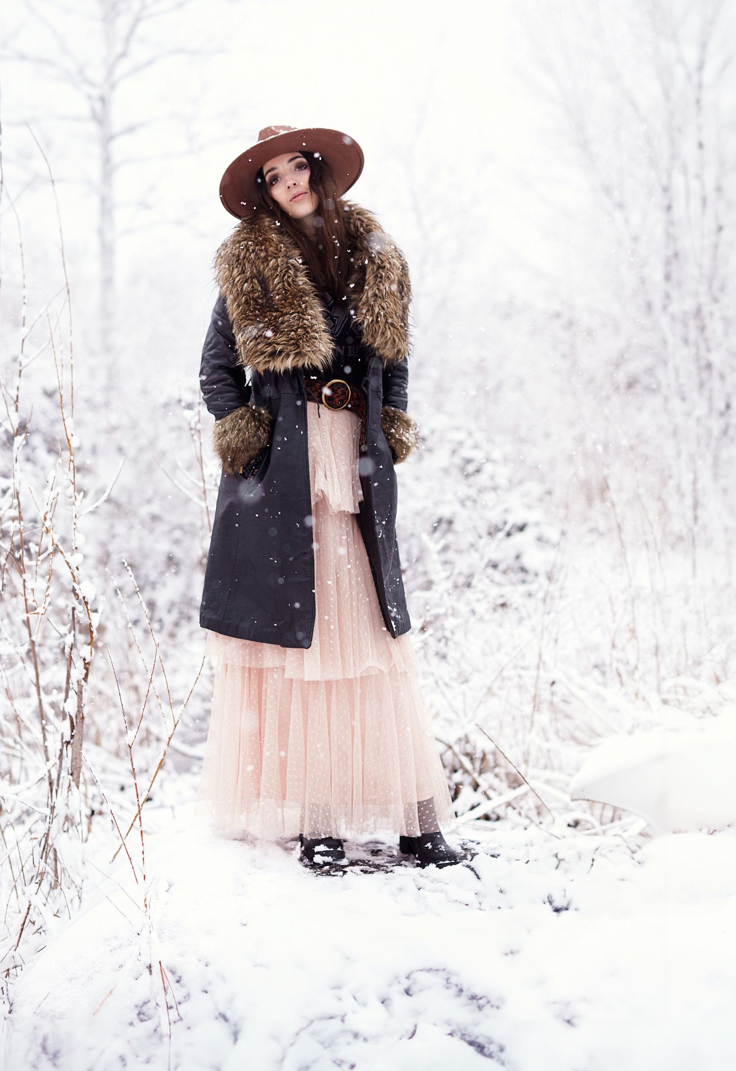 Model shoot in a winter wonderland.