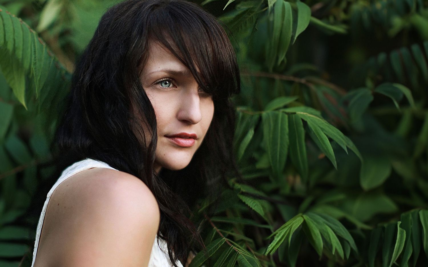 Portrait of model in trees.