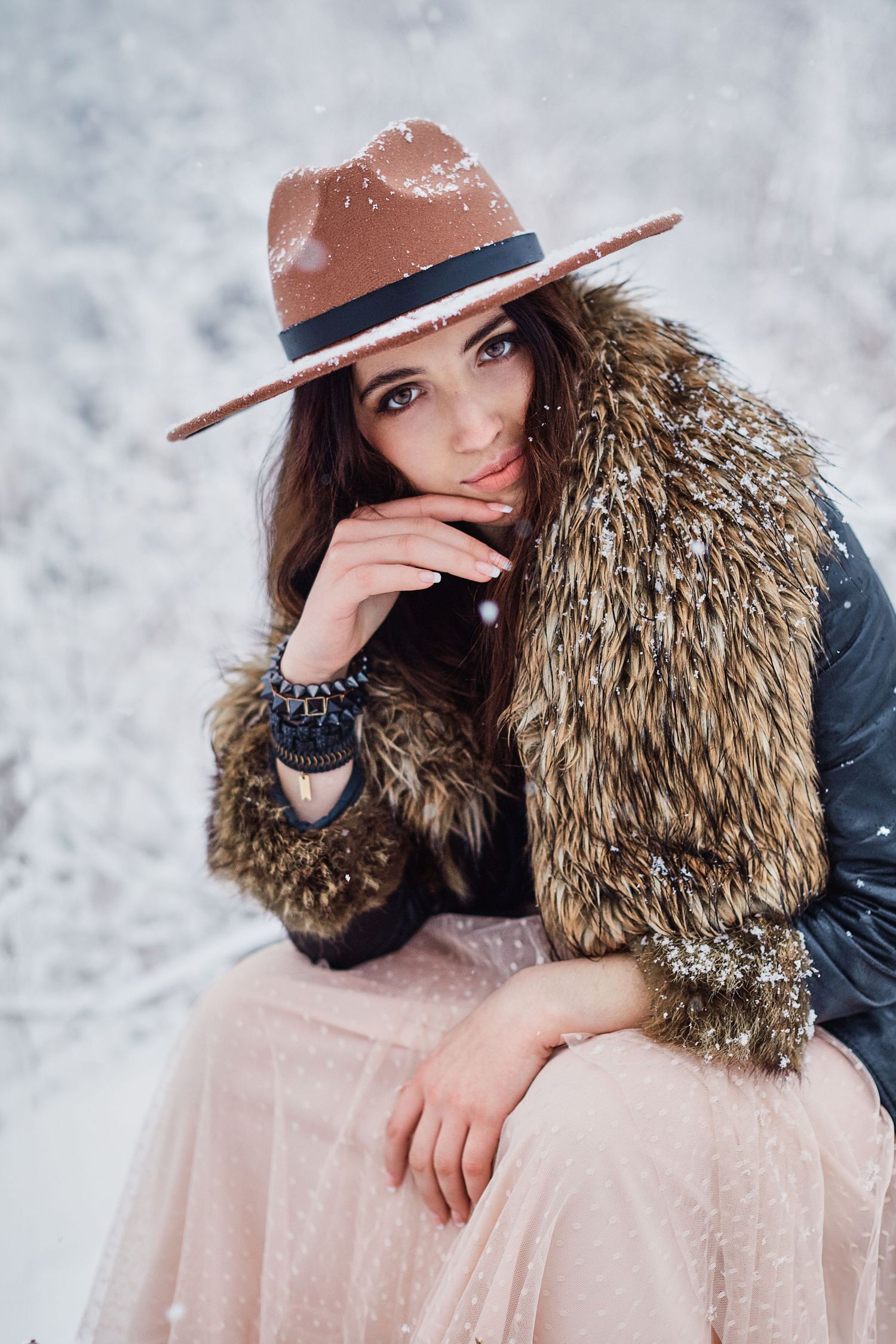 Model shoot in a winter wonderland.