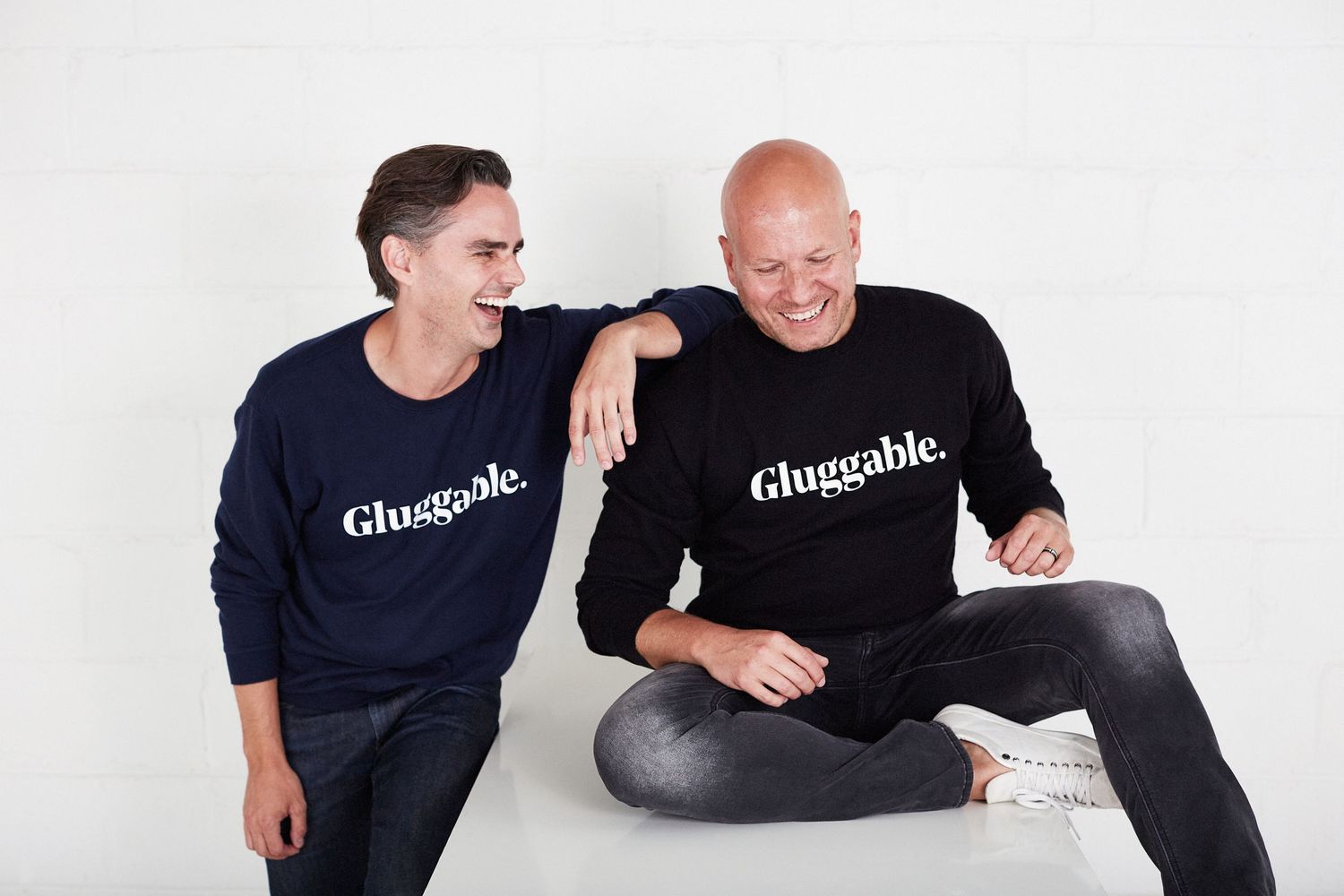Branding and social media imagery for a clothing company called Gluggable (food bloggers).