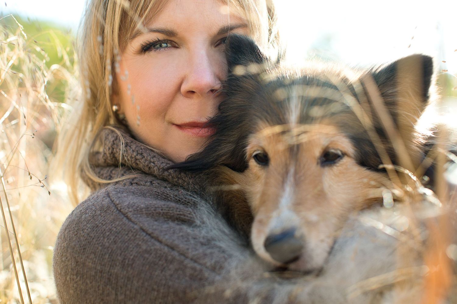 Portrait of woman and her dog.