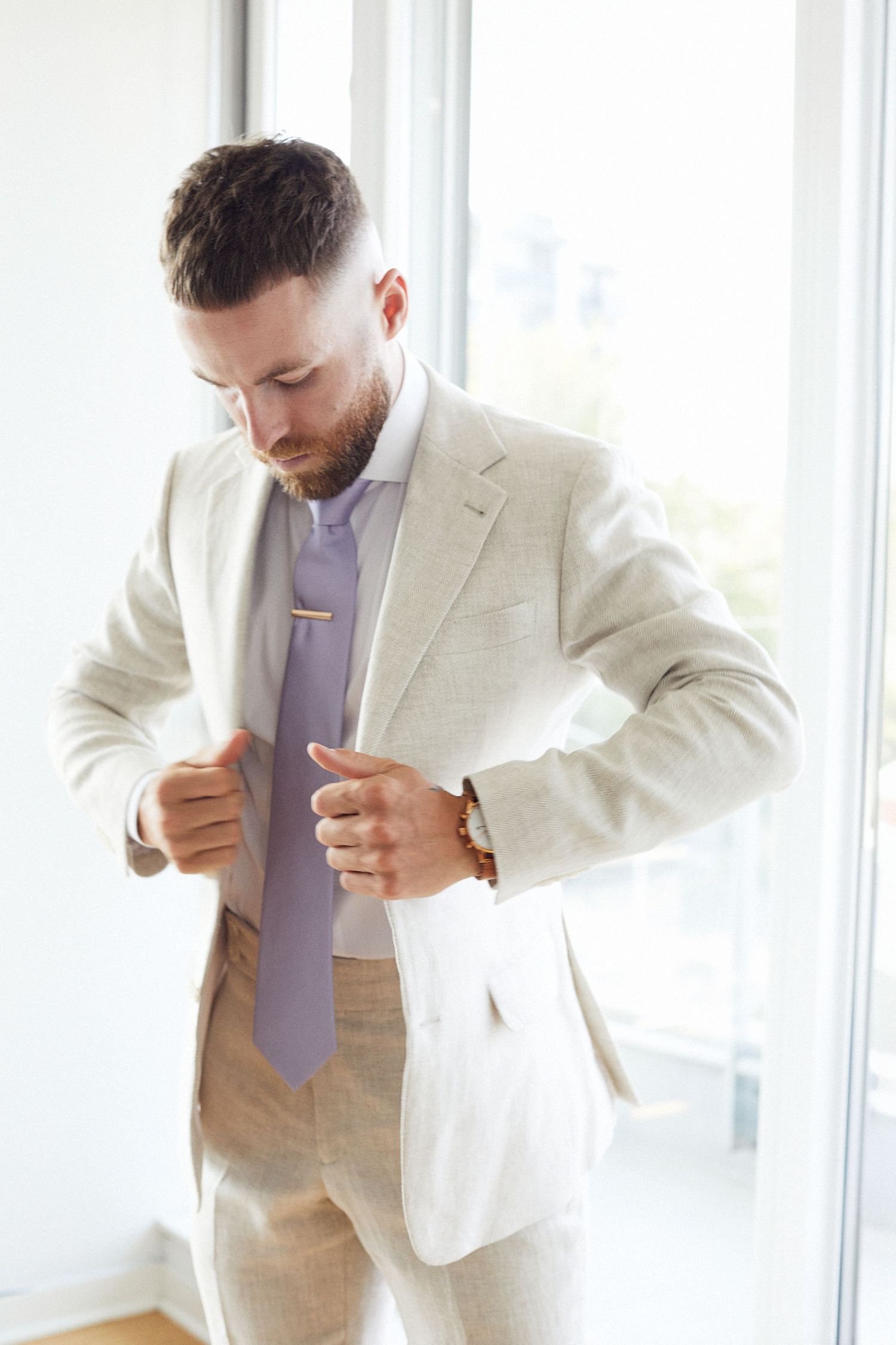 Groom getting ready.