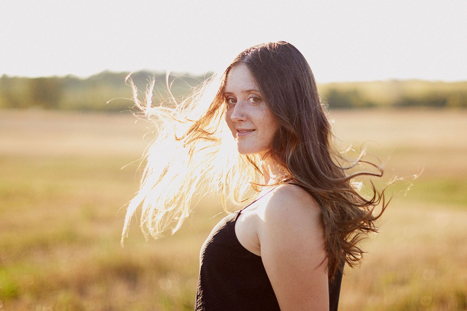 Portrait of teenage girl during golden hour.