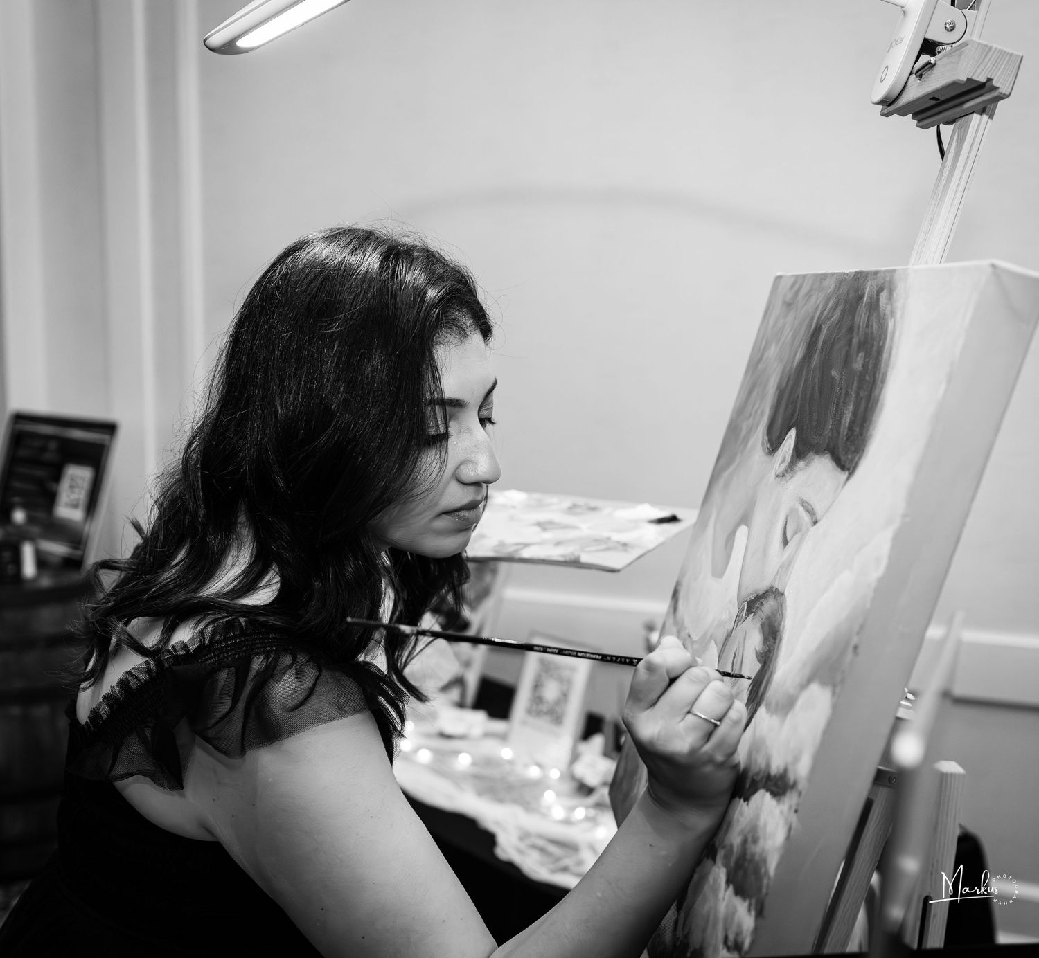 Black and white photo sequence showing someone working at a desk with papers and documents.