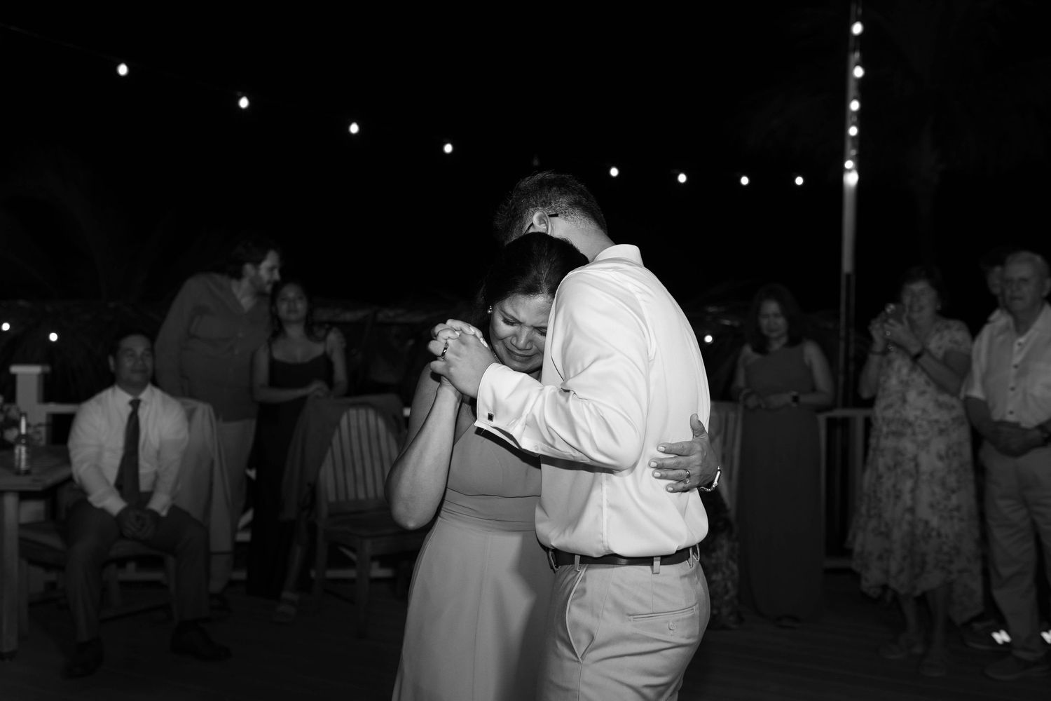 Mom and son reach dance