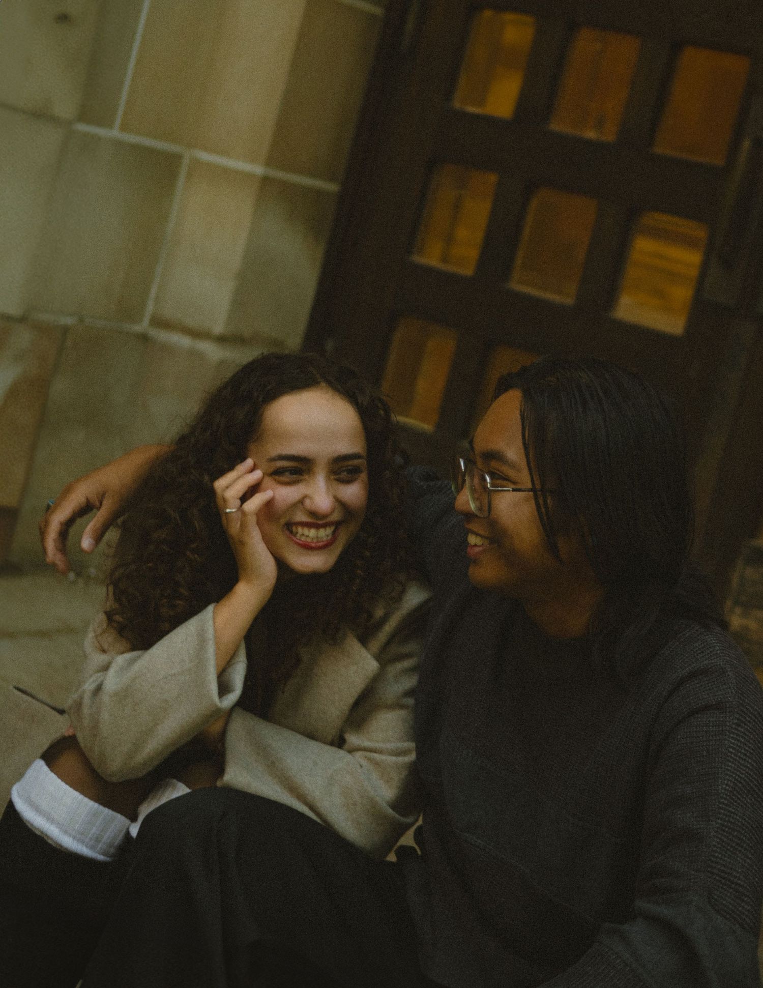 Cinematic documentary-style couples photography taken in Toronto, candid and emotional interaction