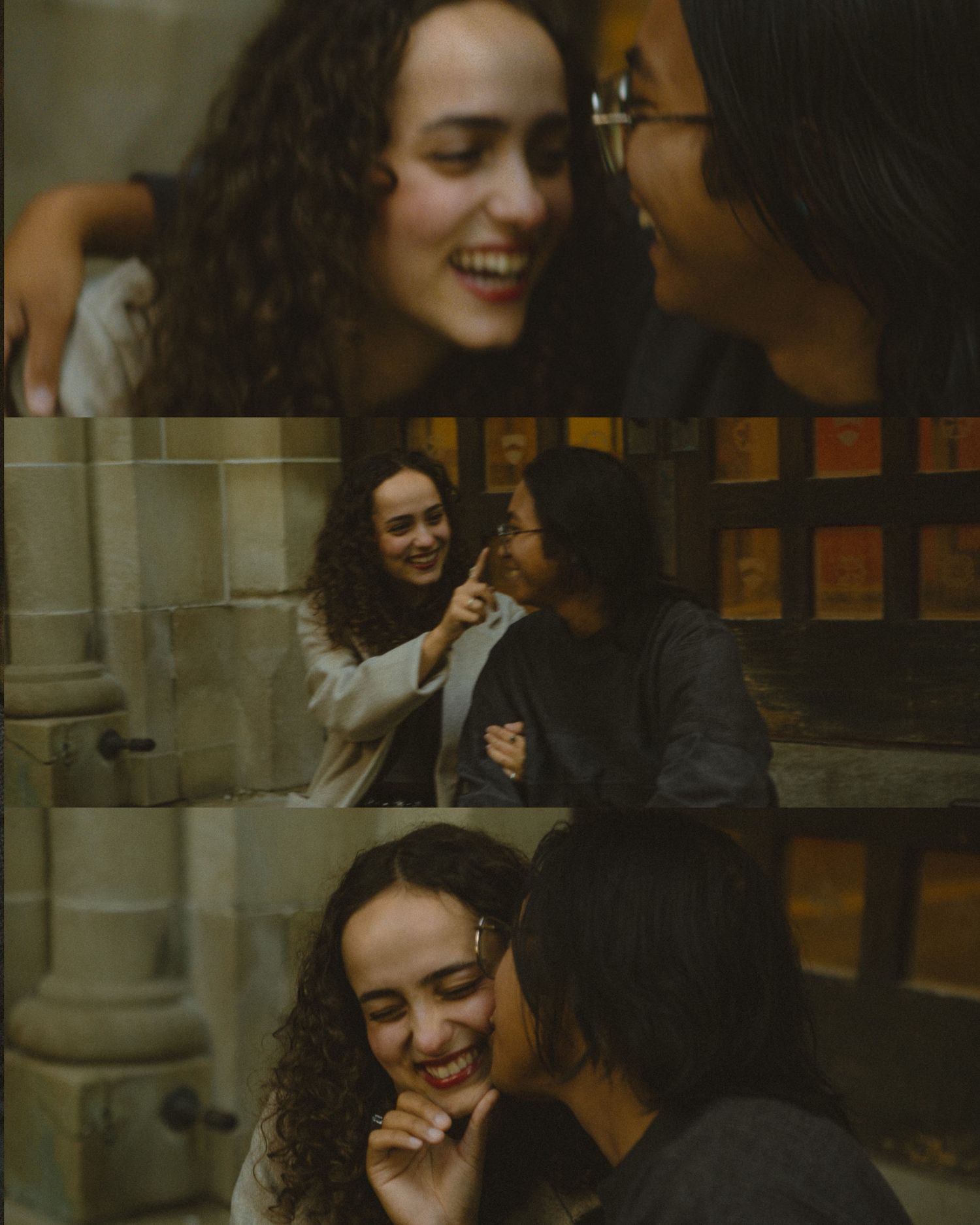 Cinematic documentary-style couples photography taken in Toronto, candid and emotional interaction