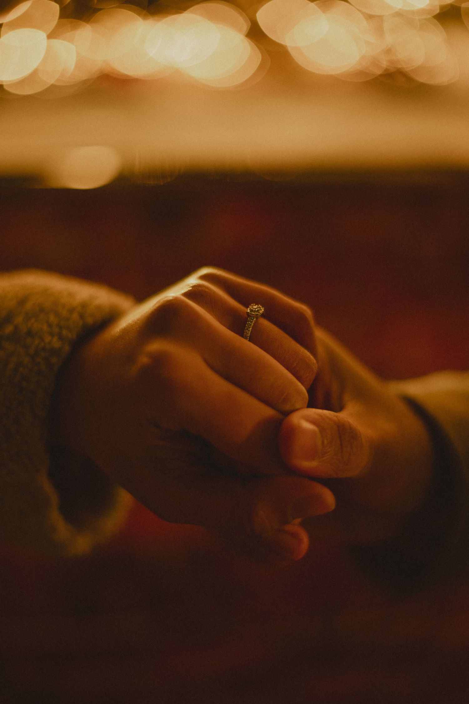 Post engagement photo of engagement ring on the bride to be's hand, toronto