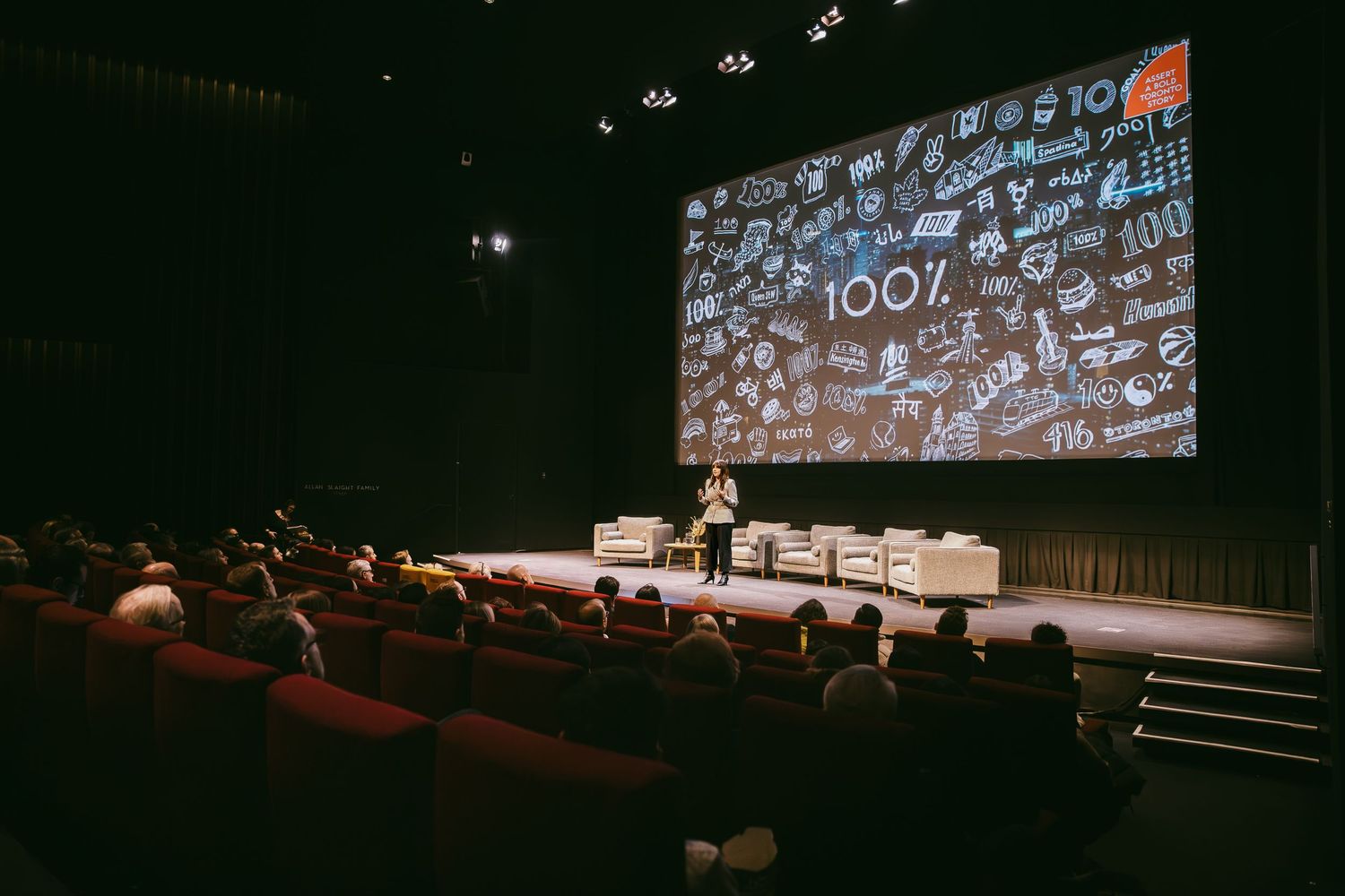 Corporate event, a candid photo in downtown toronto theatre