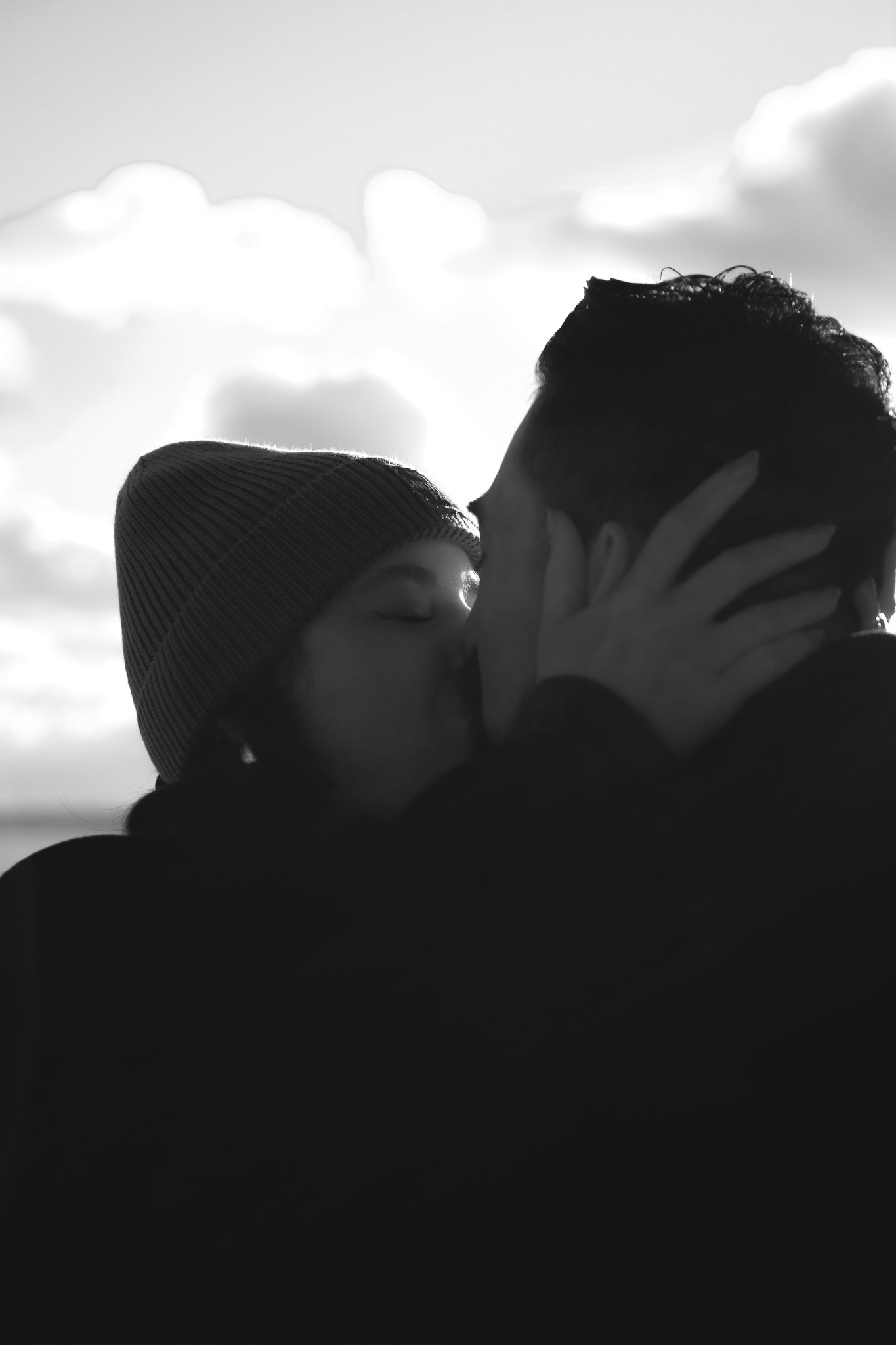 Cinematic documentary-style couples photography taken outdoors in Ontario, candid and emotional interaction