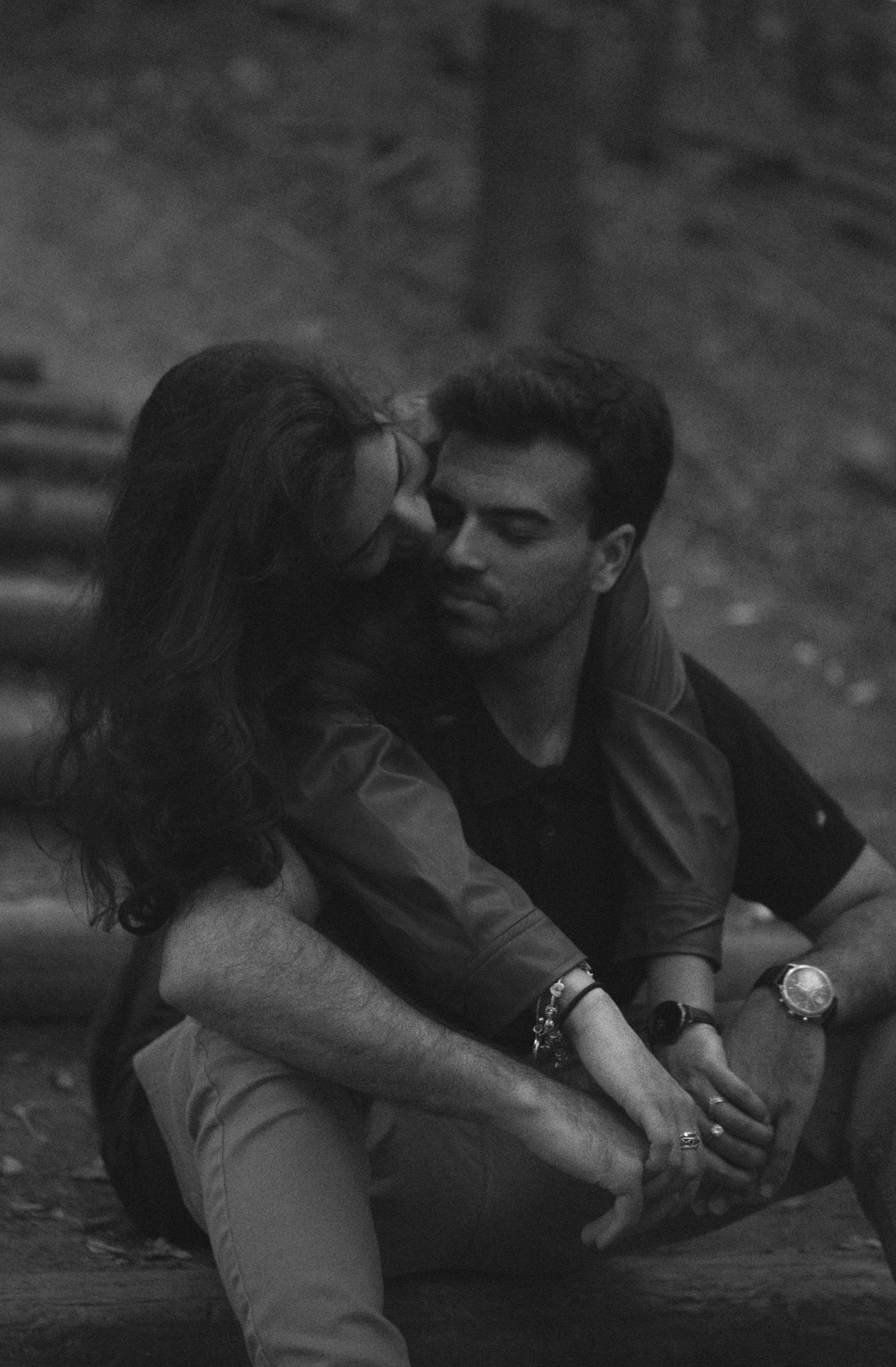 Cinematic documentary-style couples photography taken outdoors in Ontario, candid interactions