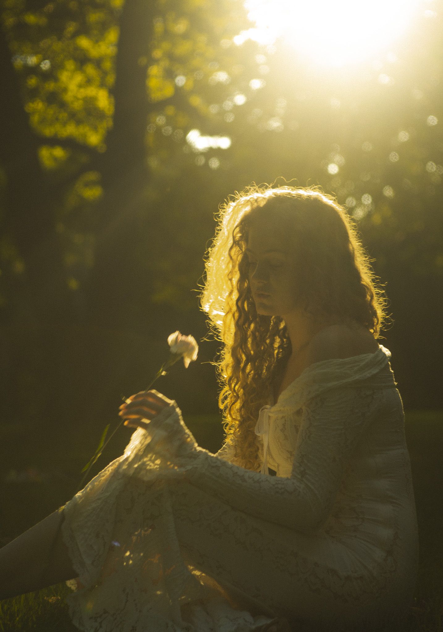 Cinematic documentary-style portrait photography taken in Toronto nature, candid in garden