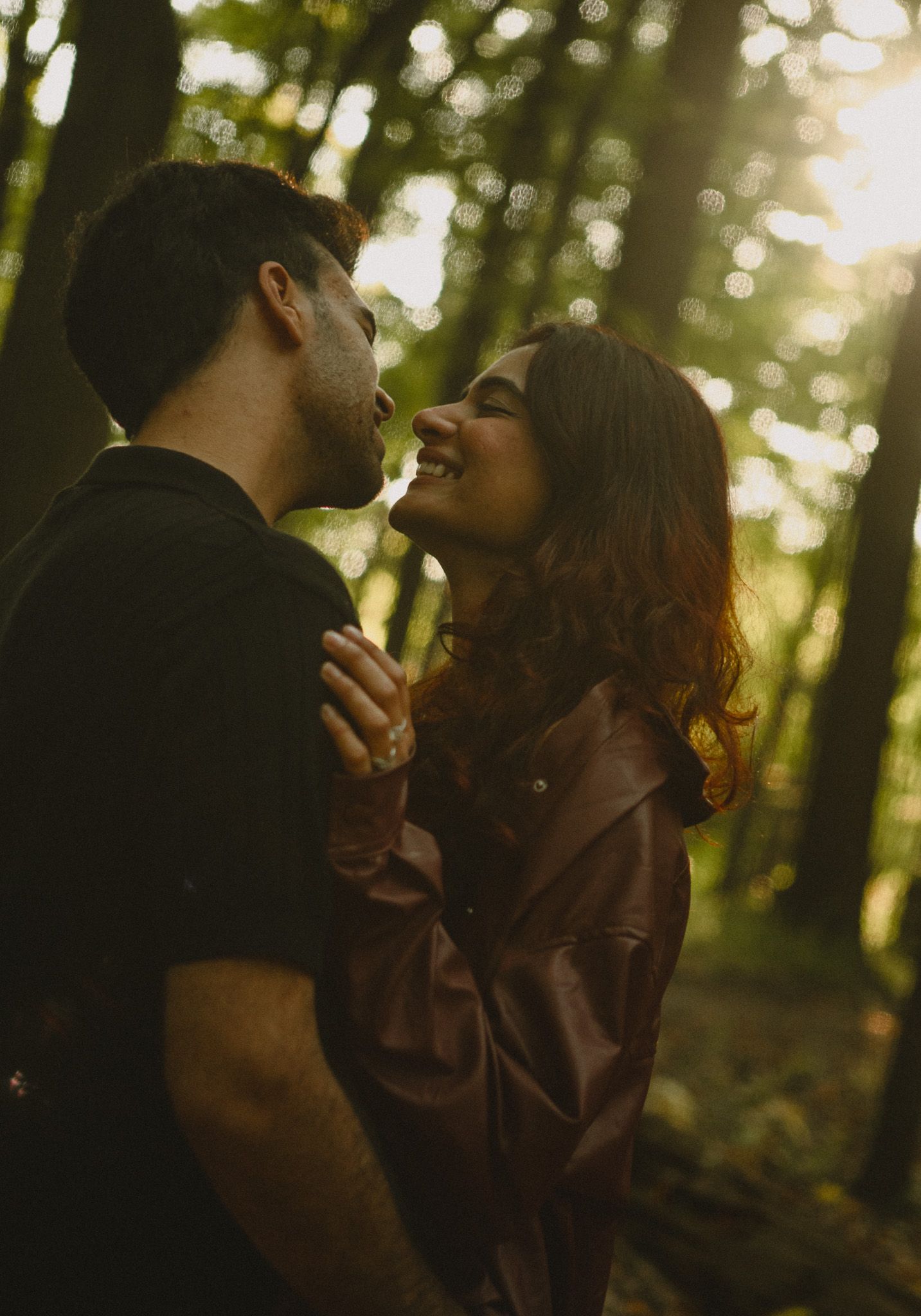 Cinematic documentary-style couples photography taken outdoors in Ontario, candid and emotional interaction