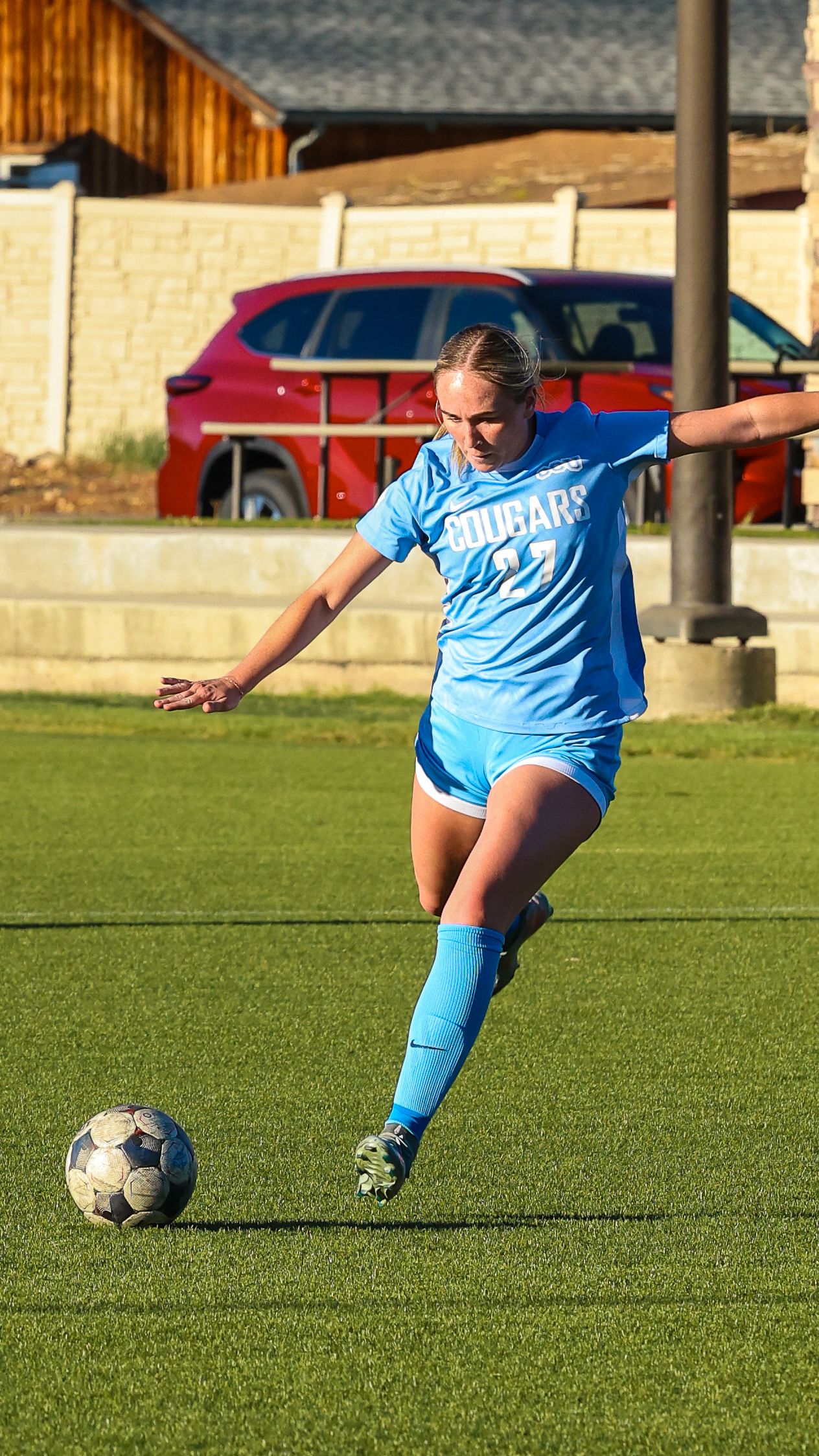 CCU Cougars #27 Follows Through on a Powerful Kick