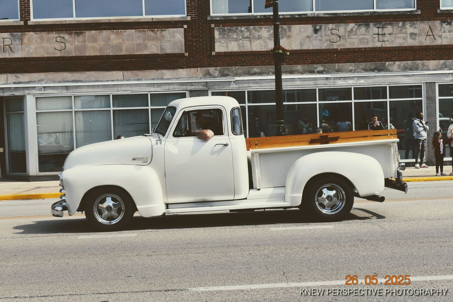 A vintage white Chevrolet pickup truck
