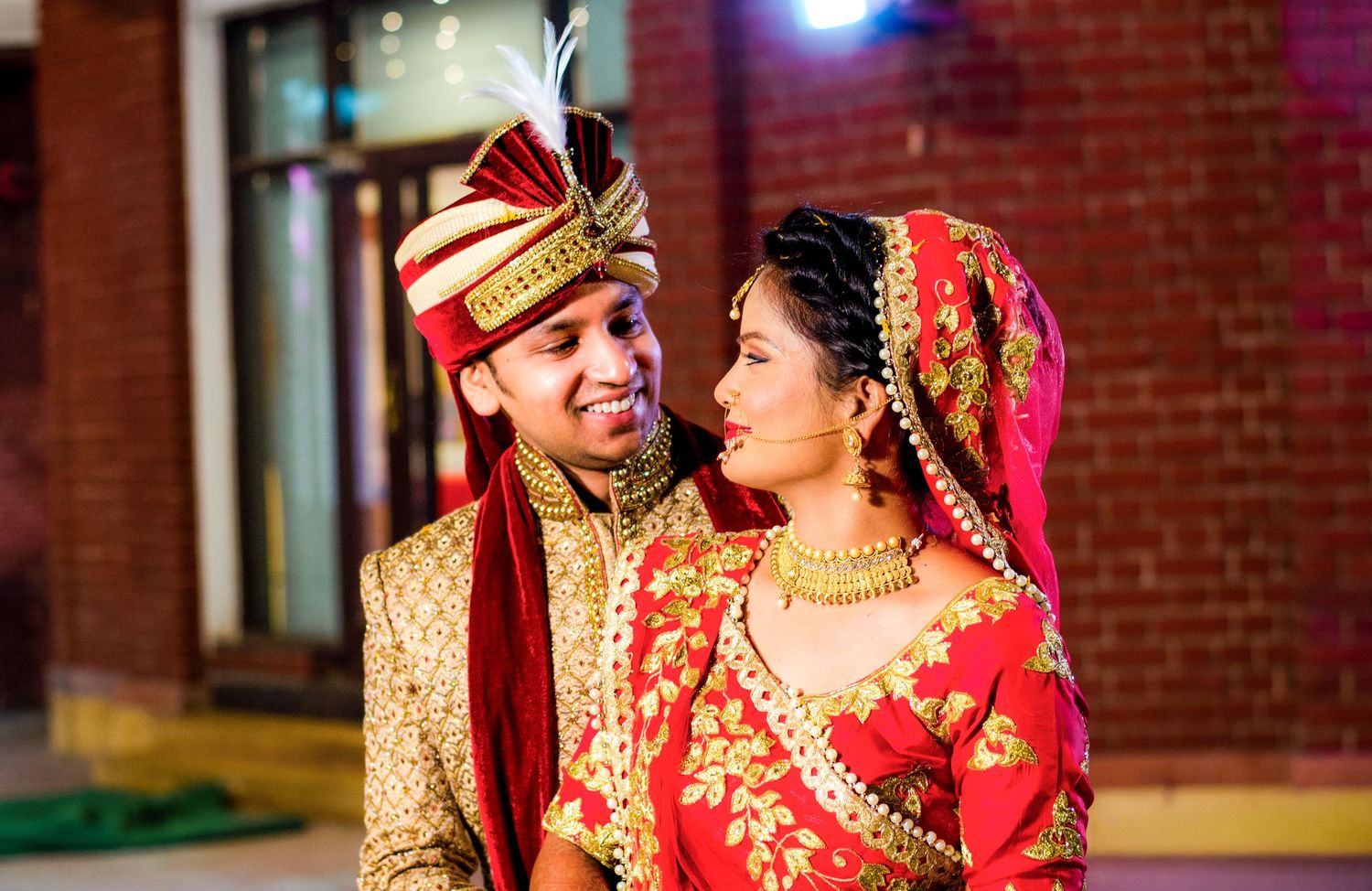 Romantic wedding portrait sequence showing tender moments between the couple.