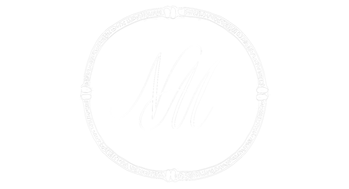 A simple white circular logo design on a light background.