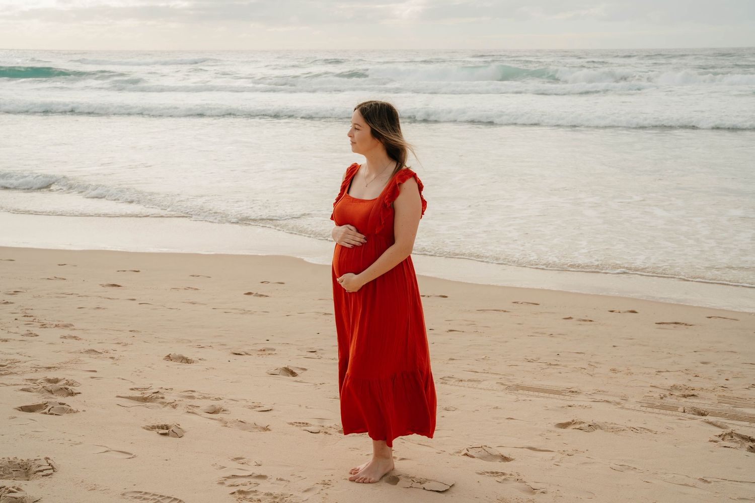 Sunshine Coast photography - outdoor maternity photography session - beach photography -  mum and baby bump