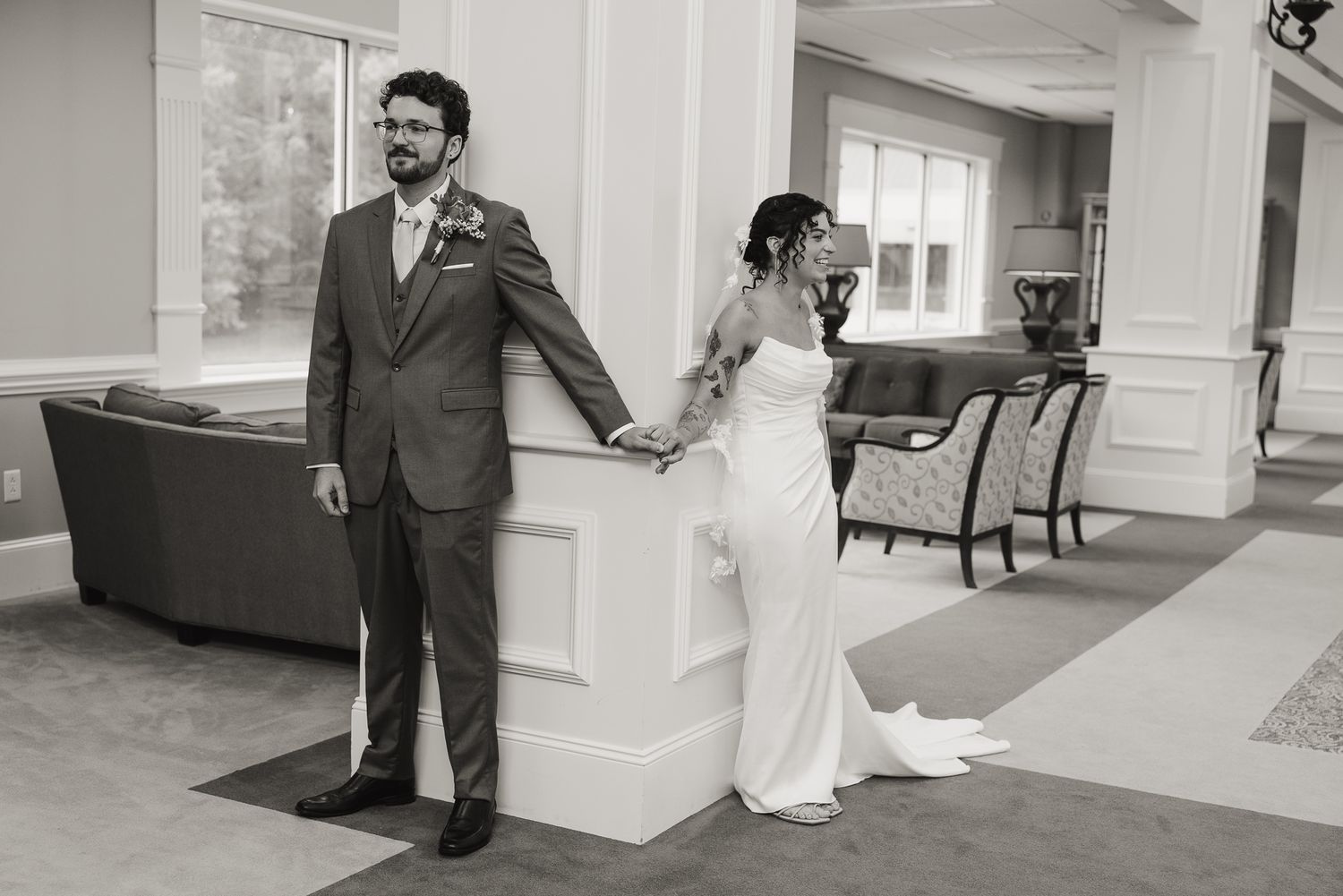couple save first look for the ceremony