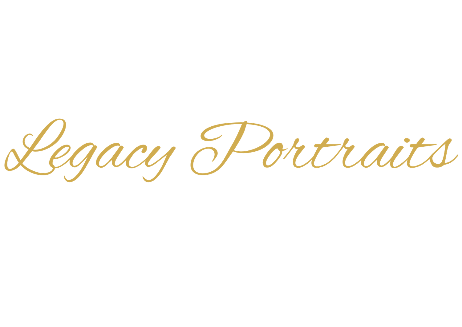 Legacy Portraits elegant gold script logo on white background for professional portrait photography studio.