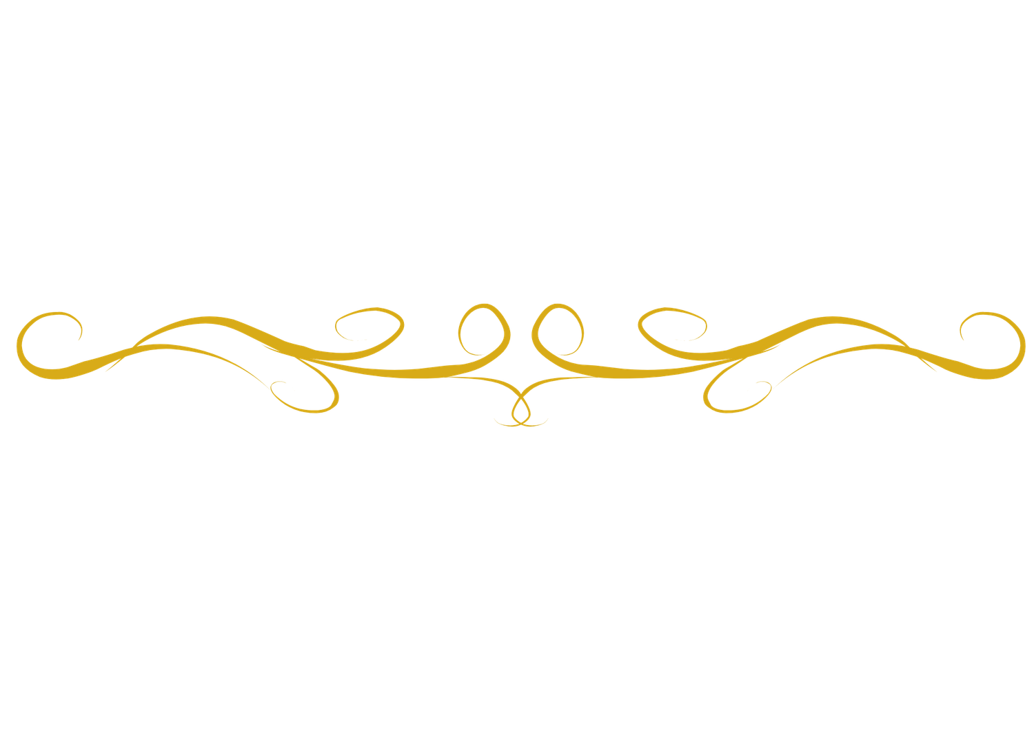 Golden decorative swirl divider with elegant calligraphic flourishes on a white background.
