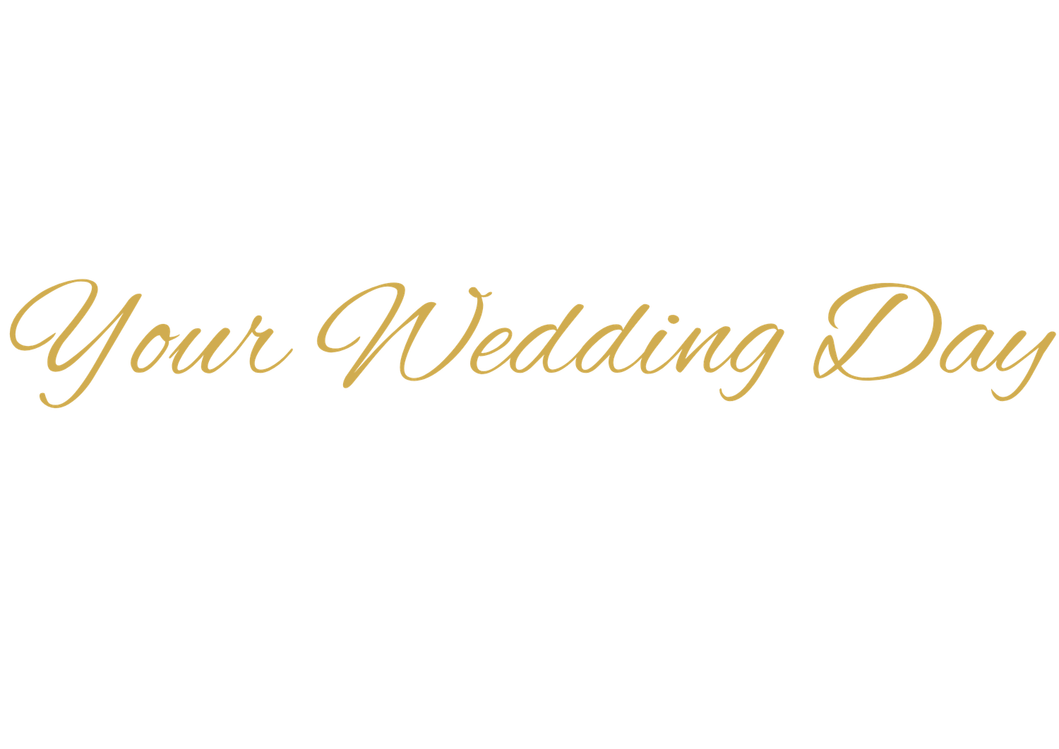 Elegant gold cursive script reading Your Wedding Day on a white background.