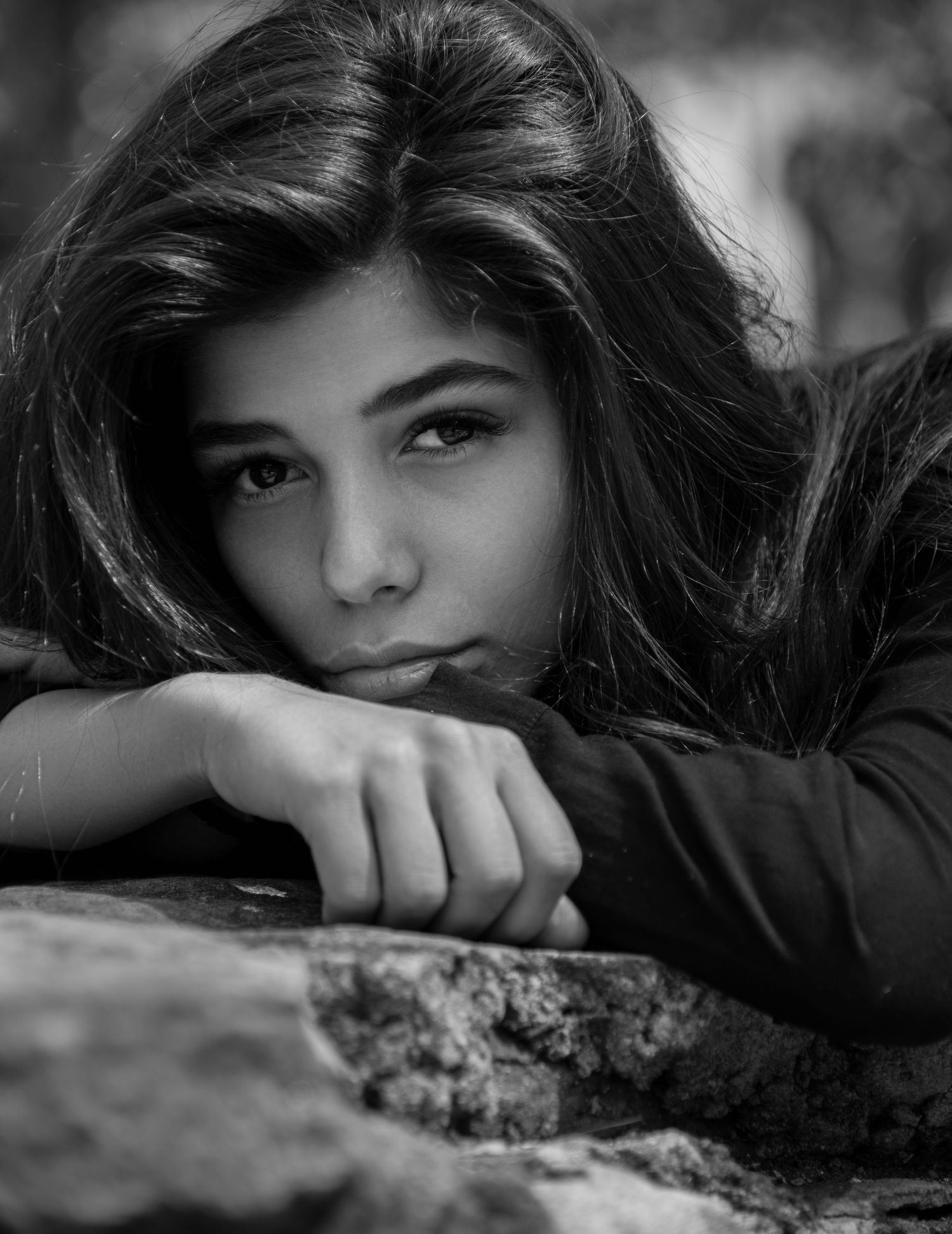 Timeless black and white female portrait capturing emotion, beauty, and confidence