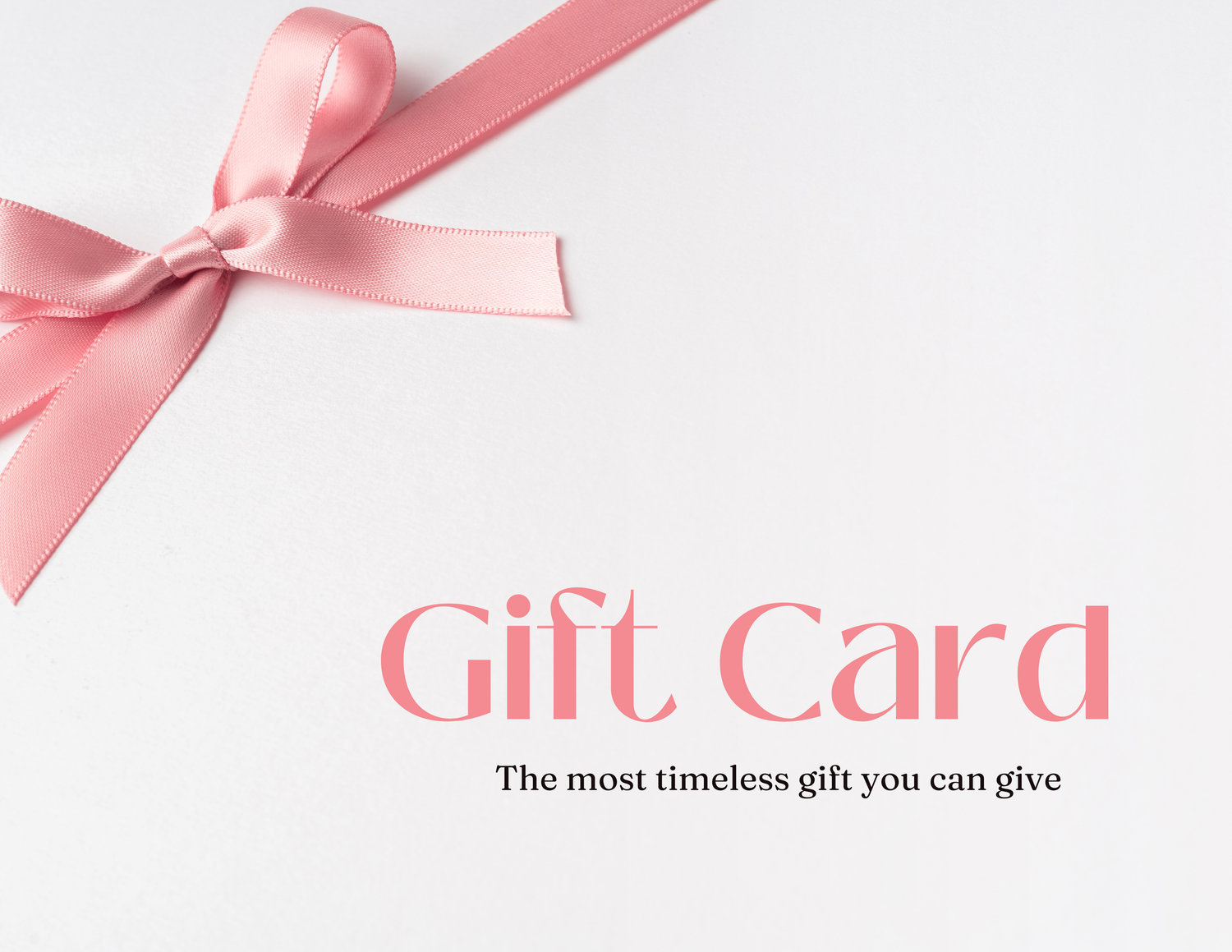 Pink gift card mockup design with ribbon bow decoration on white background.