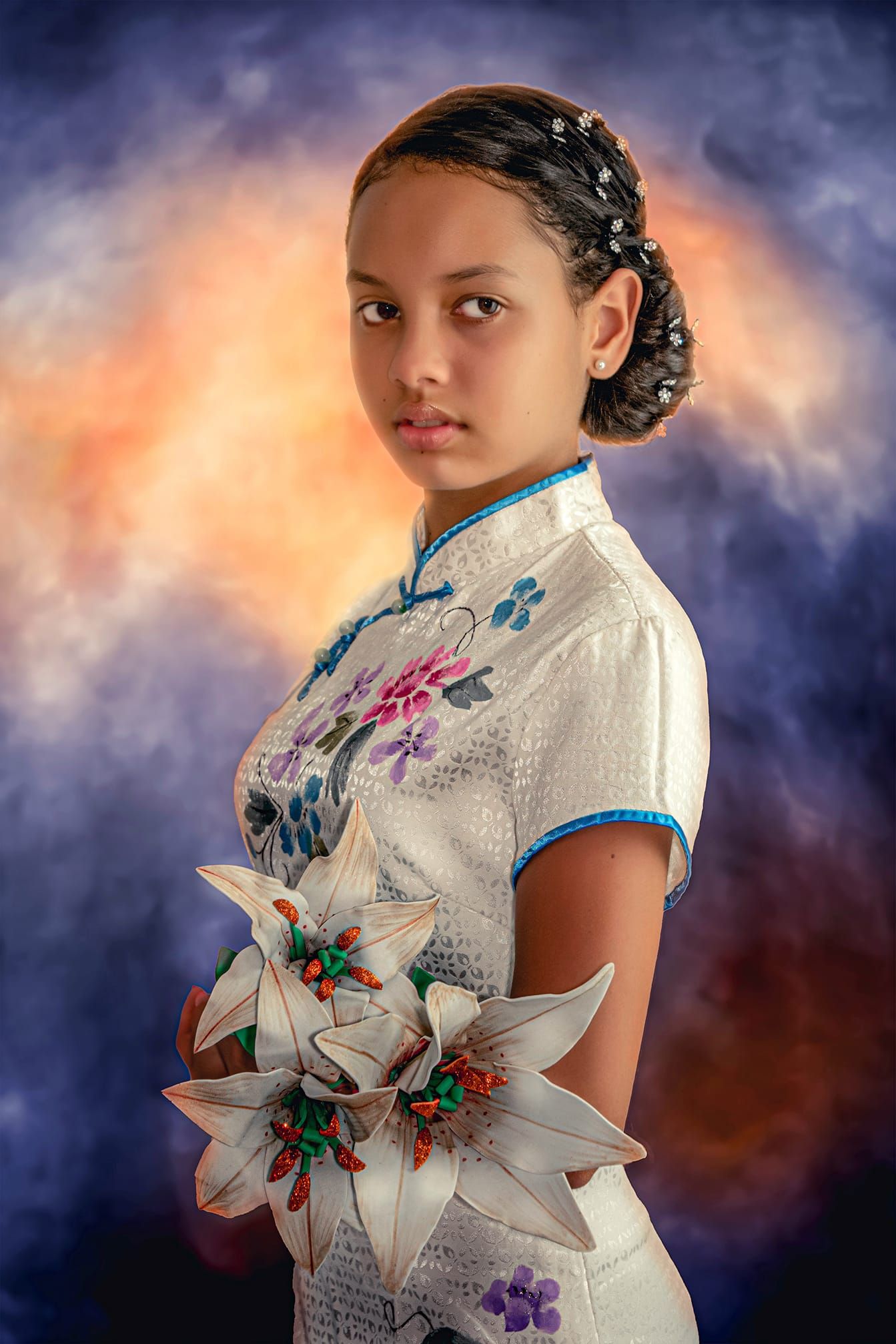 retrato interior, vestido tipico