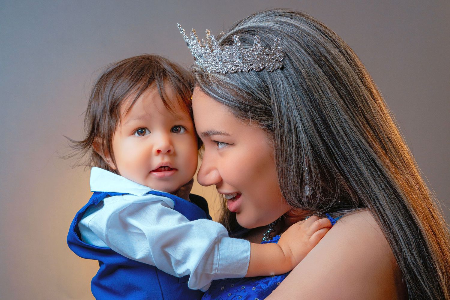 A parent and child share tender moments together in a series of candid photographs.