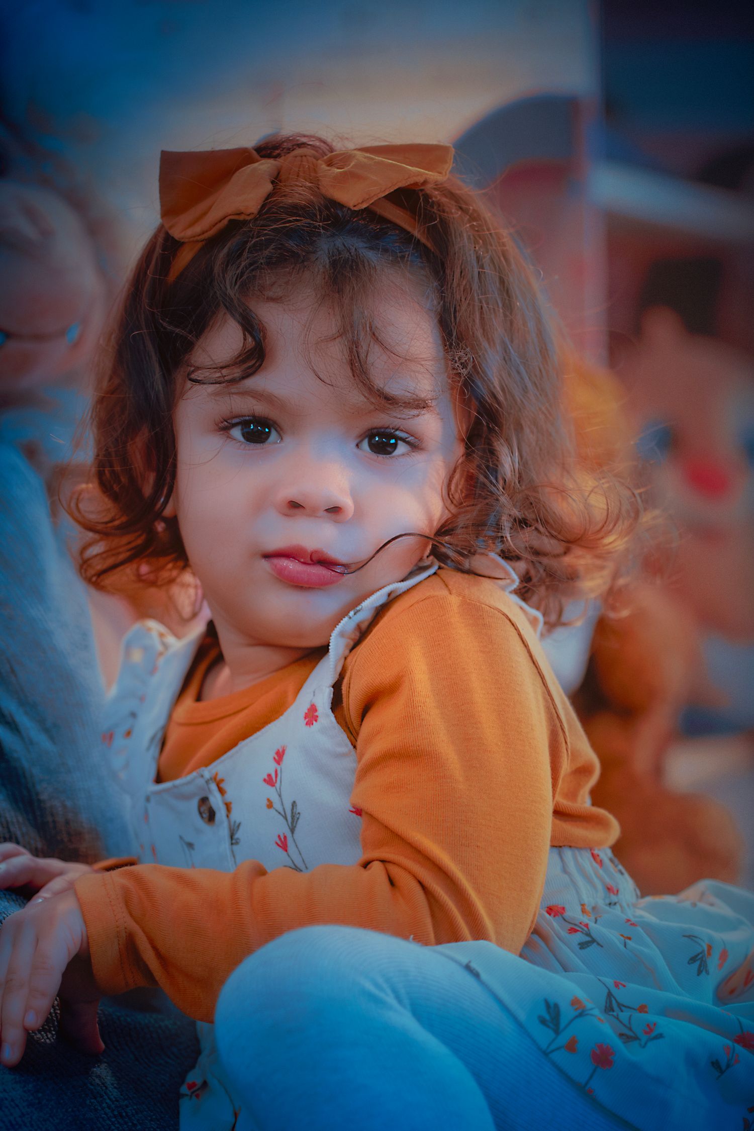 retrato, luz, dos colores