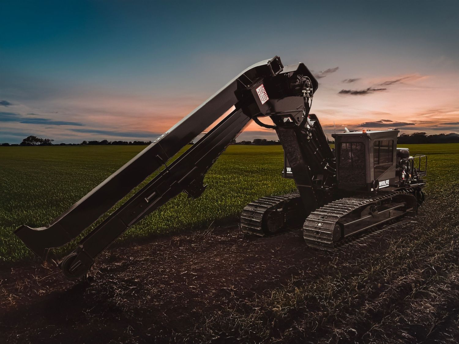 Heavy machinery and equipment on location at sunset