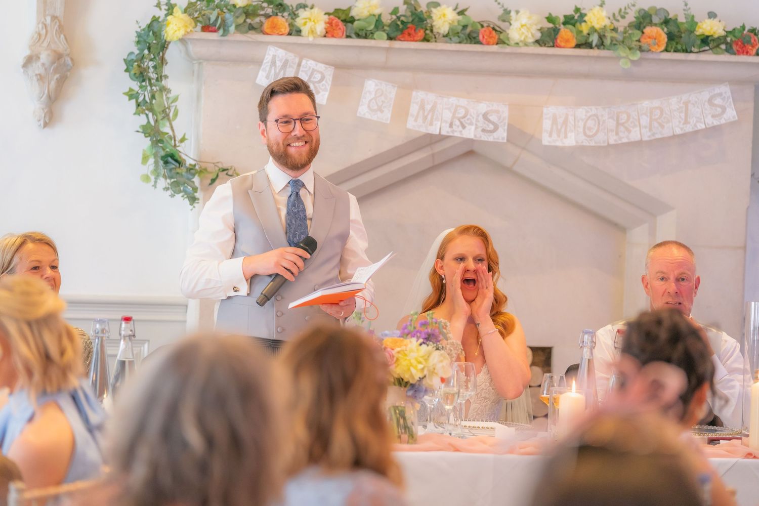 Heartfelt wedding speeches captured mid-reaction, full of laughter, tears, and candid emotion.