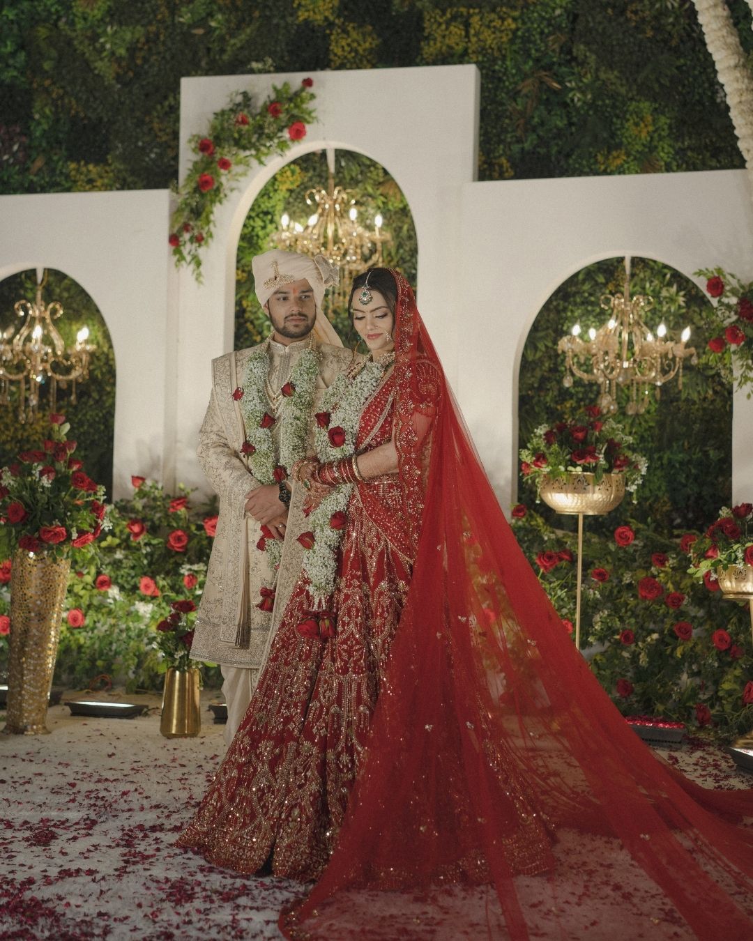 Bride and groom portrait at Jabalpur wedding — fine art wedding photography by Witty Shadows