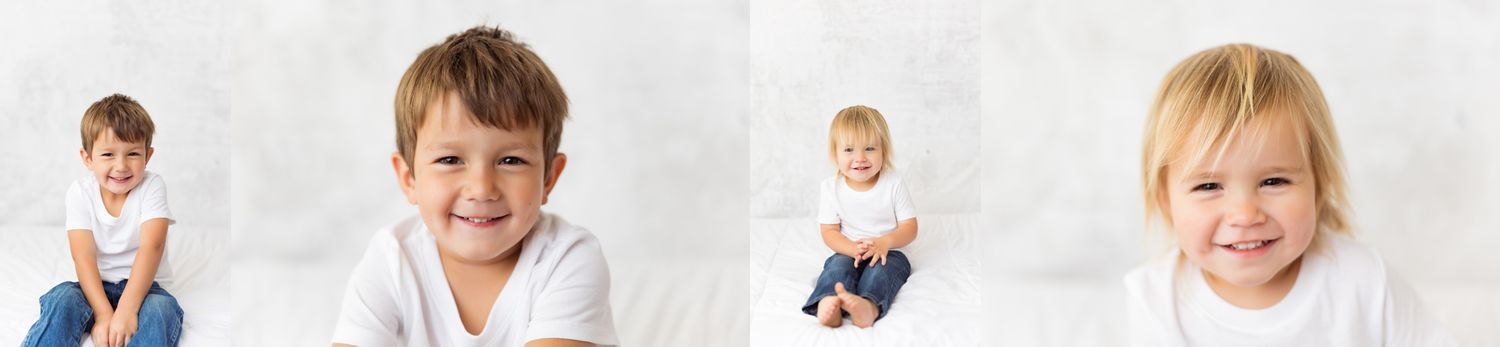 A collection of smiling faces arranged in a horizontal row against a white background.