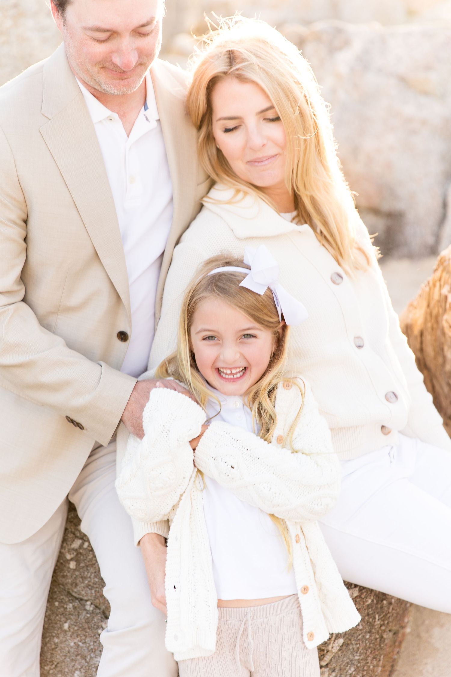 sun drenched family photo at Carmel beach
