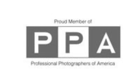 Professional photography organization logos including PPA in grayscale.