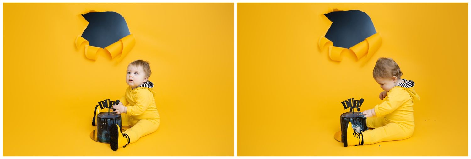 Graduation cap icon animation sequence showing rotation and movement against vibrant yellow background.