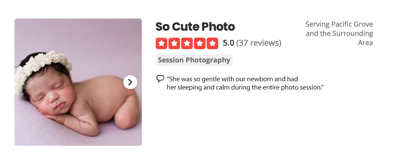 yelp review newborn photographer Monterey