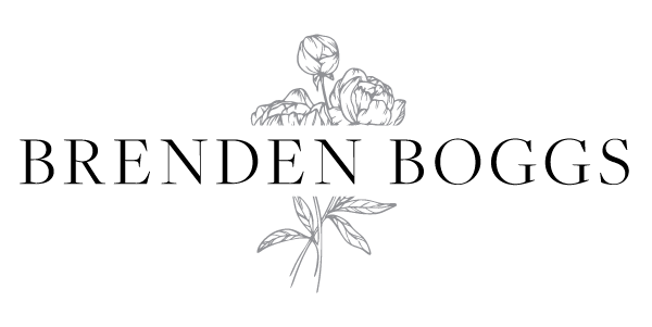 A decorative banner with floral illustrations and a name in elegant text on a light background.