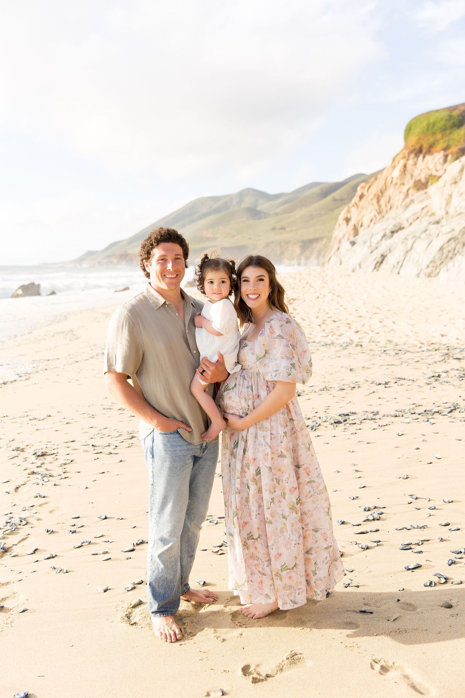 A maternity photo session with a toddler at Garrapata Beach in Big Sur.