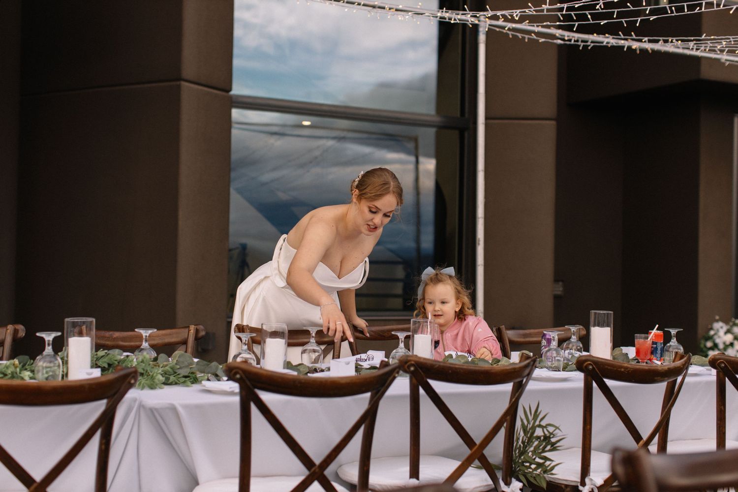 bride with flower girl