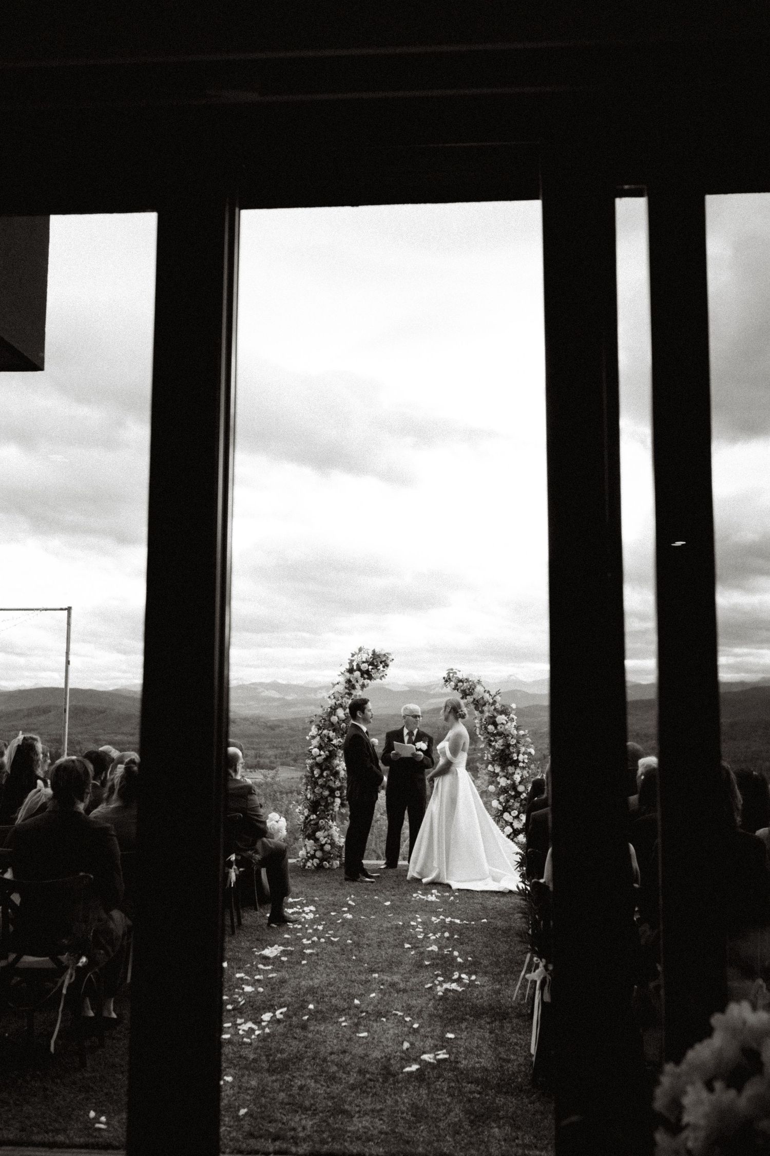 Bride and groom at the altar, about to get marries