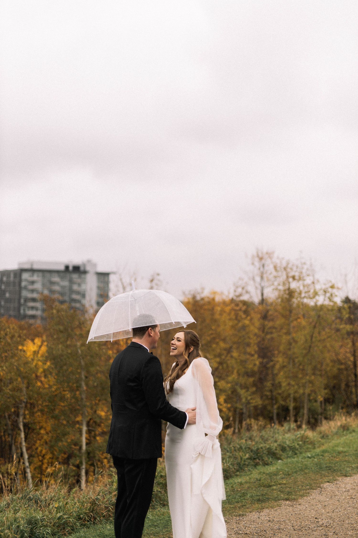 bride and groom first look