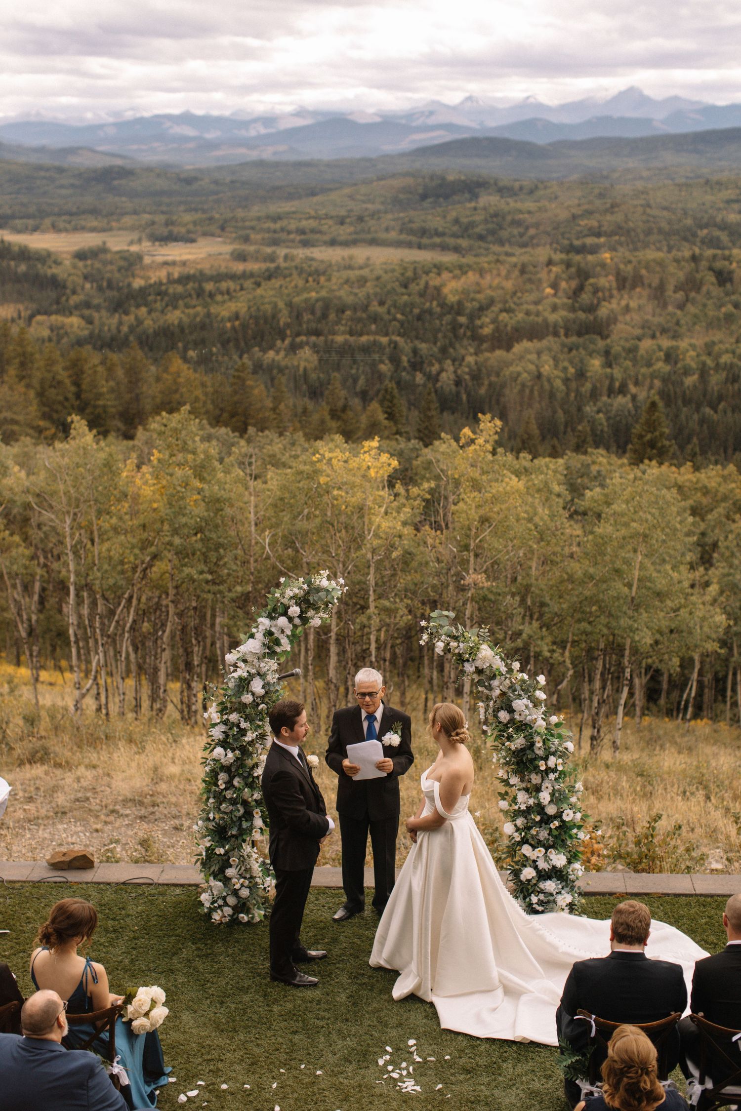Bride and groom with a alberta mountain backdrop