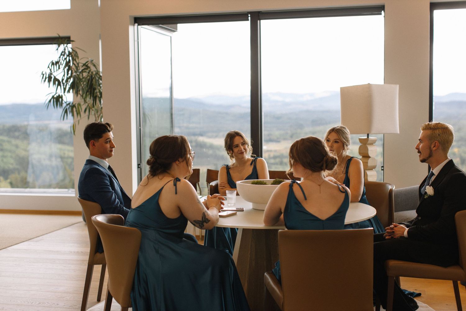 wedding party talking before ceremony