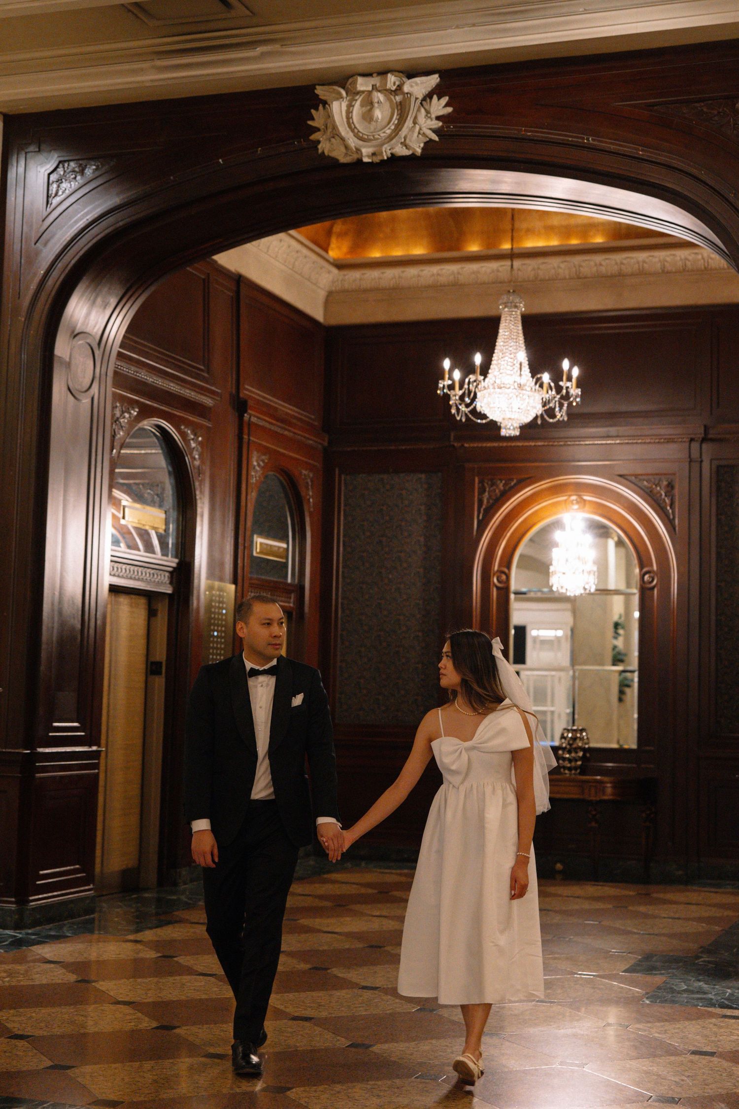bride and groom portrait at the fairmont palliser in downtown calgary, alberta