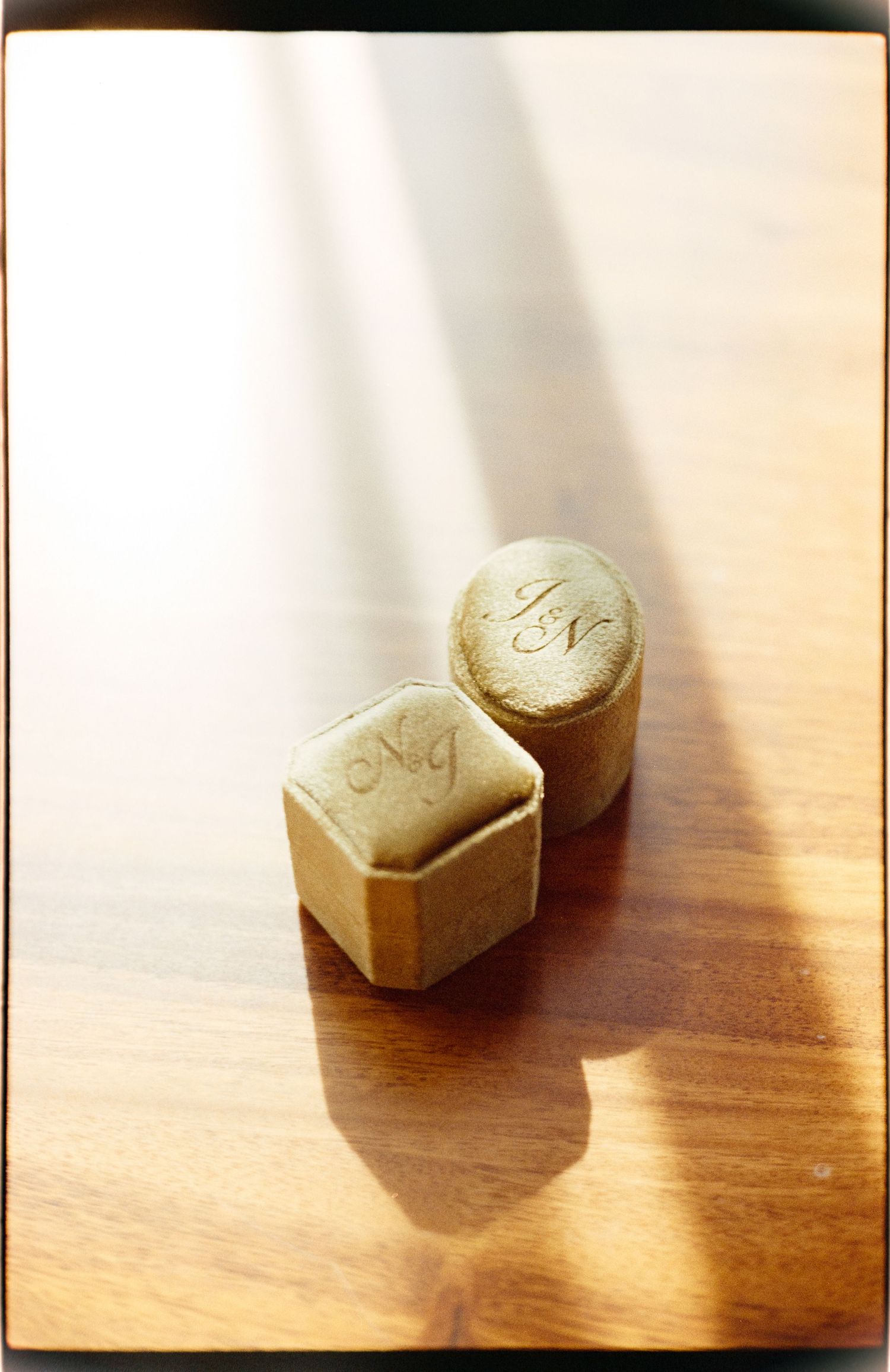 film photo of ring boxes